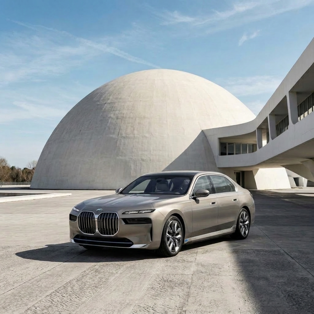 Plate-free First Class BMW airport chauffeur vehicle